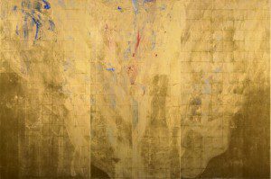 Hope can be very abstract and we're constantly looking to define it in our project. Here, we see hope in Golden Fire II, a work of mineral pigments made in the traditions of Nihonga, by artist Makoto Fujimura. For Fujimura, fire holds in itself both the themes of destruction and sanctification.